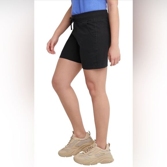 Hanes Women's Jersey Pocket Drawstring Short 7" Inseam Black (176) - Picture 3 of 5